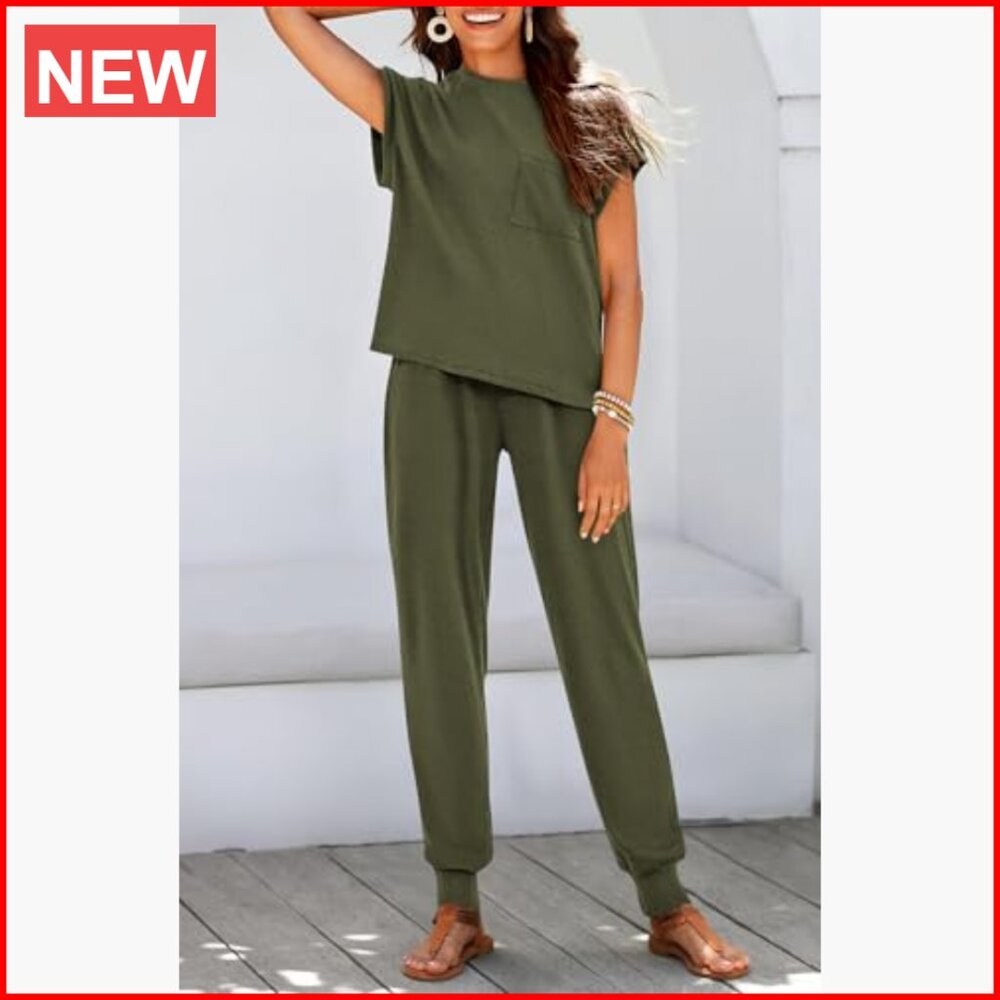 Polyester Blend Two Piece Tracksuit Set Short Sle… - image 3
